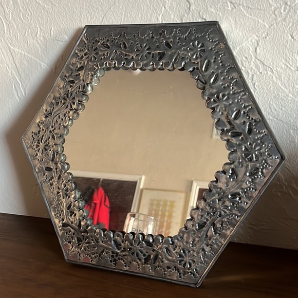 Other - 🖤Made in Mexico Handmade Vintage Hexagonal Tin Metal Mirror for Home Decor🖤